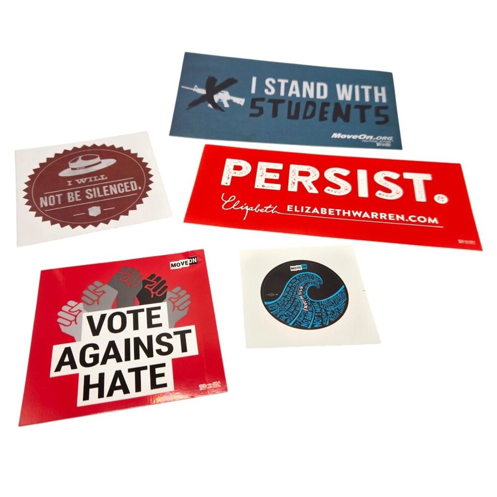 Political Advocacy Stickers MoveOn Student Vote Against Hate Persist Bundle of 5